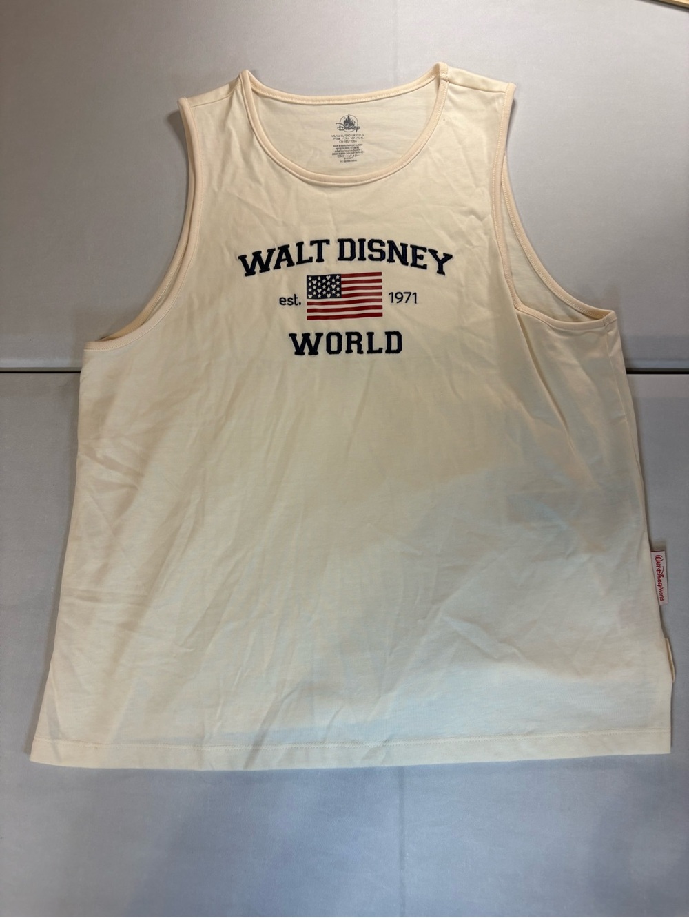 Disney Walt Disney World Est 1971 USA Flag Sleeveless Tank Top Shirt XL
